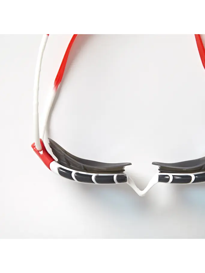 , view full size image of Front view of Product detail - Predator Goggles Smoke Lens White/Red - Tinted Blue Lens