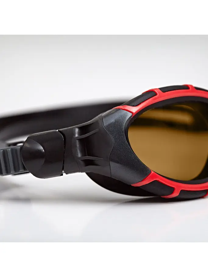 , view full size image of Front view of Product detail - Predator Flex Polarized Ultra Goggles Red/Black - Polarized Copper Lens