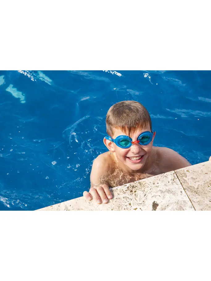 , view full size image of Front view of Product detail - Ripper Junior Goggles Blue/Red - Tinted Blue Lens