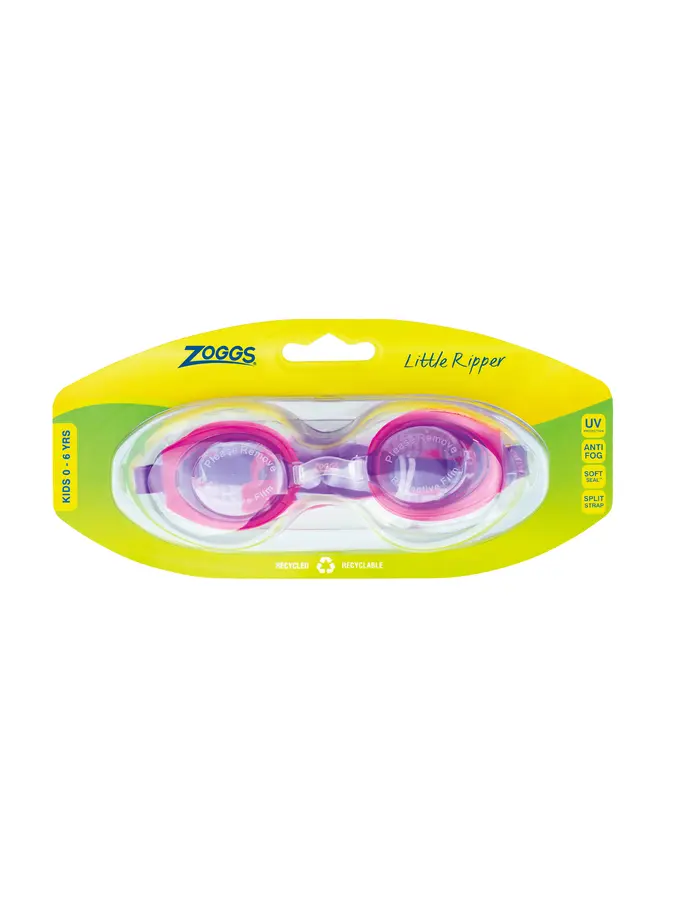 , view full size image of Front view of Product detail - Little Ripper Goggles Pink/Purple - Tinted Purple Lens