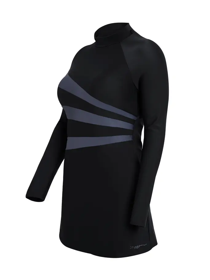 , view full size image of Front view of Product detail - Meelup 3 Piece Modesty Suit BKGY
