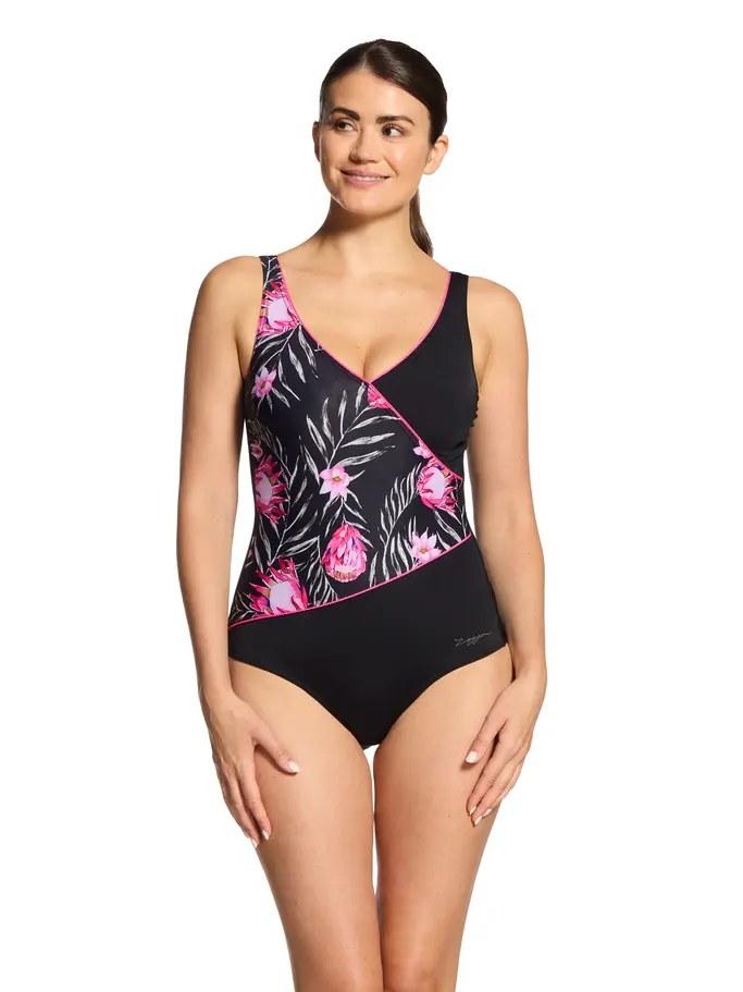 New, view full size image of Front view of Product detail - Safari Leaf Wrap Front Swimsuit SAFA