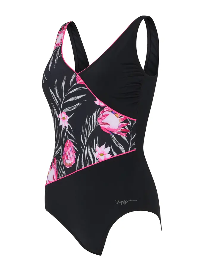 New, view full size image of Front view of Product detail - Safari Leaf Wrap Front Swimsuit SAFA