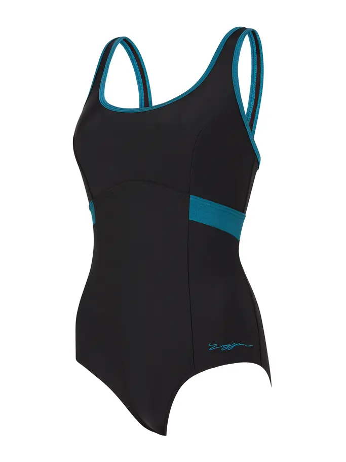Sale, voir image en taille réelle de la vue frontale de Product detail - Dakota Crossback Swimsuit black/green