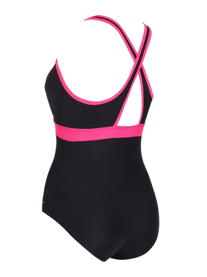 Sale, view full size image of Front view of Product detail - Dakota Crossback Swimsuit black/magenta