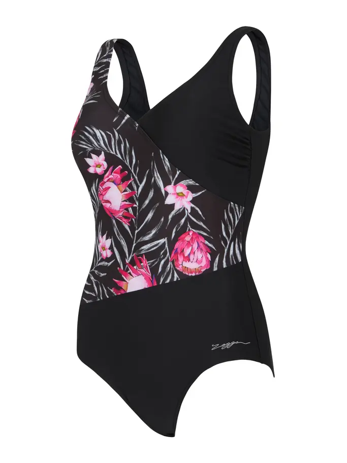 New, view full size image of Front view of Product detail - Safari Front Crossover V Back Swimsuit SAFA