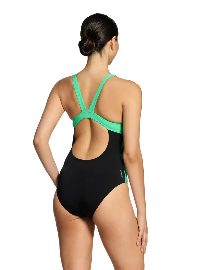 New, view full size image of Front view of Product detail - Black Disco Speedback Swimsuit BKDI