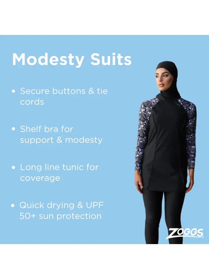 Sale, view full size image of Front view of Product detail - Savannah 3 Piece Modesty Suit Side Cut Swimsuit SVNH
