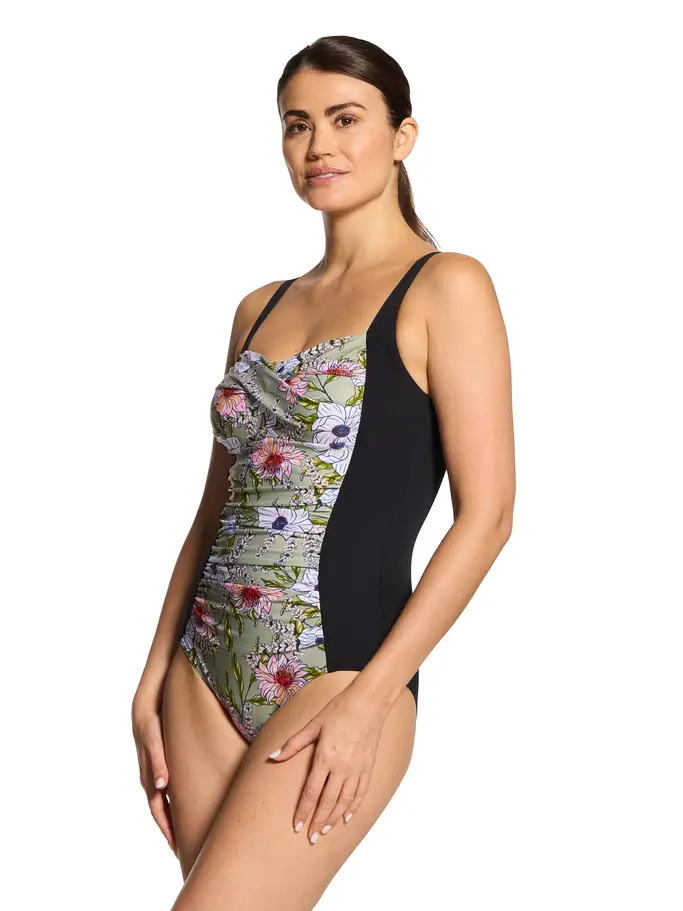 New, view full size image of Front view of Product detail - Freesia Ruched Front Swimsuit FREE