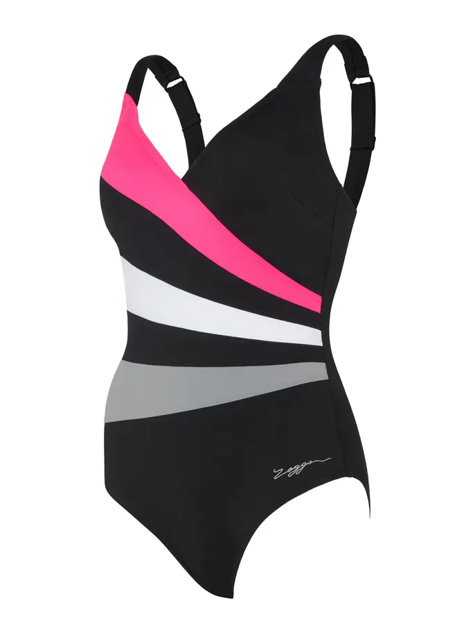 New, view full size image of Front view of Product detail - Safari Leaf Wrap Panel Classicback Swimsuit SAFA