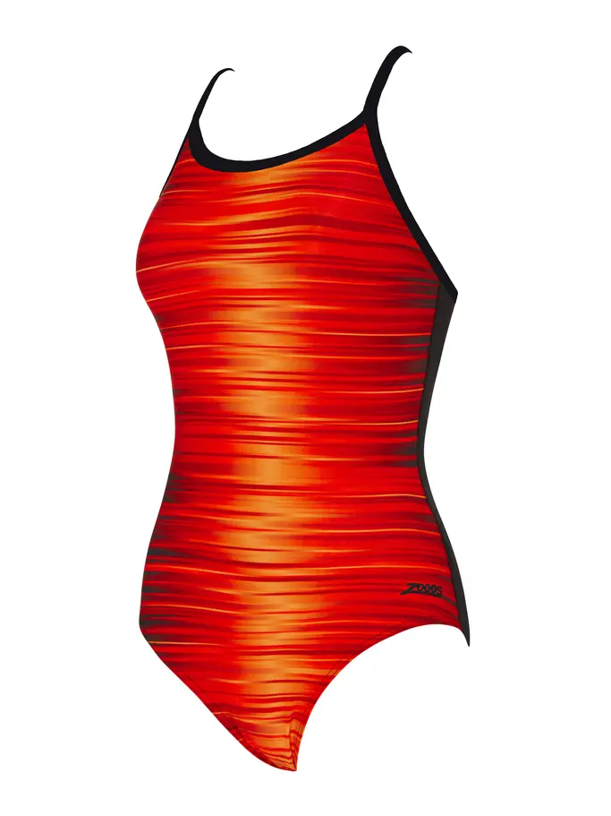 , view full size image of Front view of Product detail - Pipeline Orange Strikeback Swimsuit PIOR