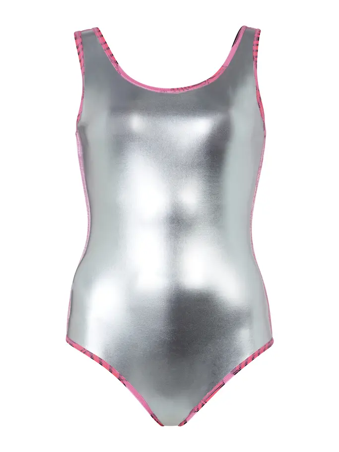 Sale, view full size image of Front view of Product detail - Awaken Pink Scoopback Swimsuit AWAK
