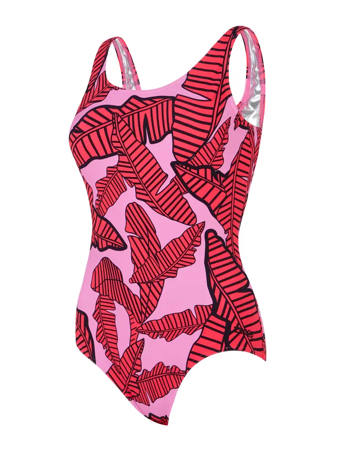Sale, view full size image of Front view of Product detail - Awaken Pink Scoopback Swimsuit AWAK
