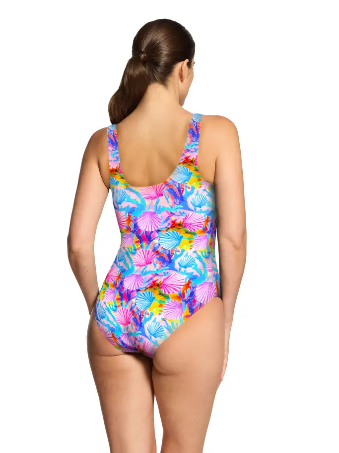 New, view full size image of Front view of Product detail - Crazy Clams Silver Lined Scoopback Swimsuit CRAZ
