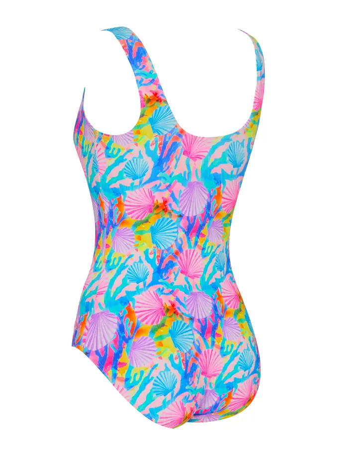 New, view full size image of Front view of Product detail - Crazy Clams Silver Lined Scoopback Swimsuit CRAZ