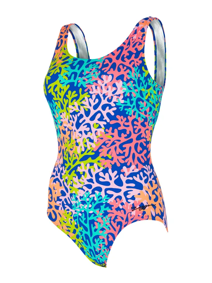 Sale,Clearance, view full size image of Front view of Product detail - Sea Change Silver Lined Scoopback Swimsuit SECH