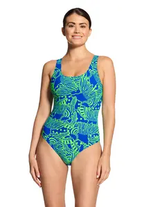 Display front view 1 of Product detail - Wings Navy Silver Lined Scoopback Swimsuit WINV