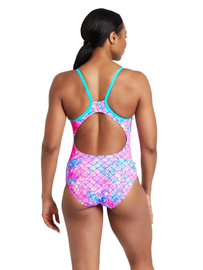 Sale, view full size image of Front view of Product detail - Sirene Sparkle Silver Lined Strikeback Swimsuit SISP