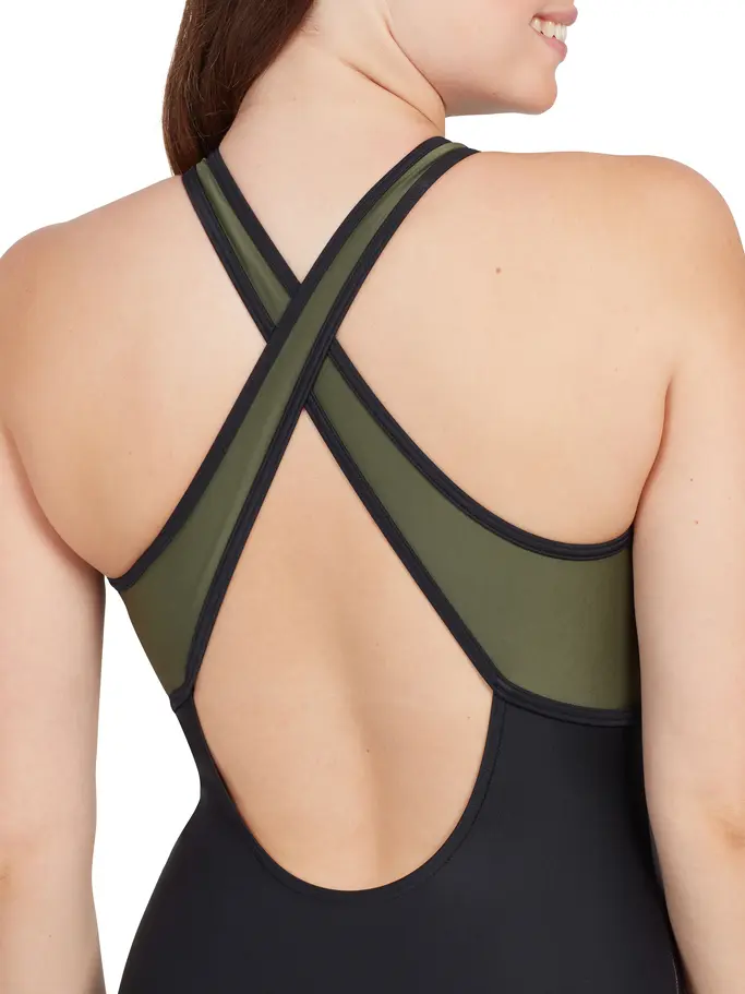 Sale,Clearance, Ansicht Großes Bild der Vorderseite Product detail - Aqua Geo Hi Front Cross Back Swimsuit AQGE