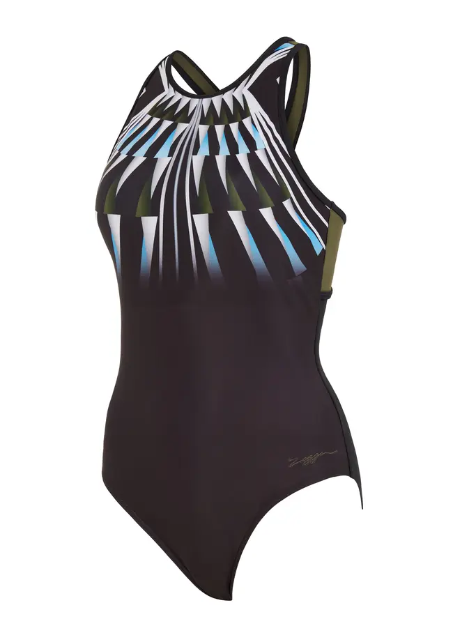 Sale,Clearance, Ansicht Großes Bild der Vorderseite Product detail - Aqua Geo Hi Front Cross Back Swimsuit AQGE