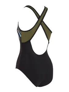 Display front view 6 of Product detail - Aqua Geo Hi Front Cross Back Swimsuit AQGE