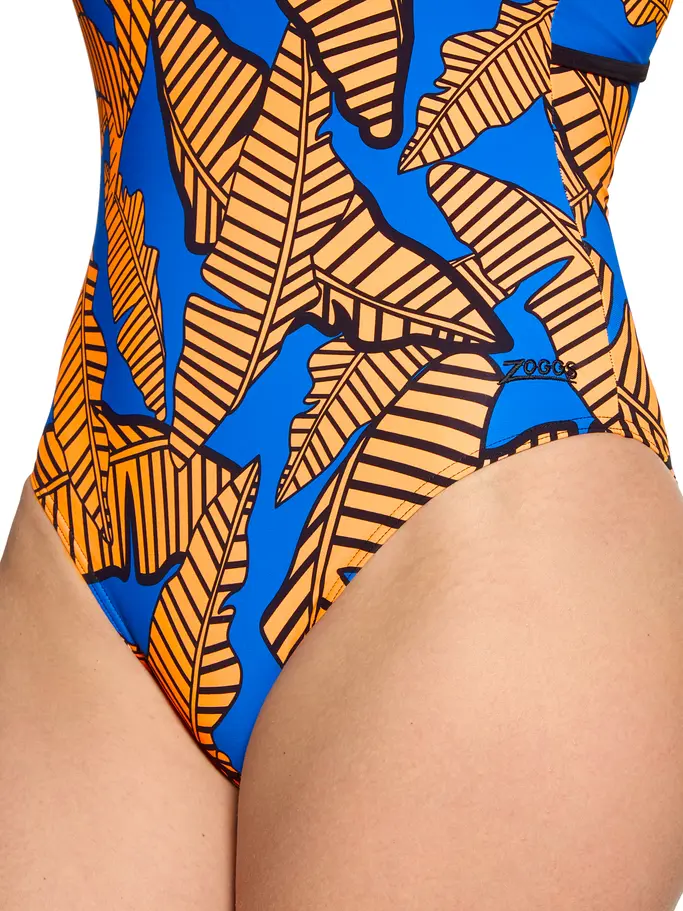 New, view full size image of Front view of Product detail - Awaken Blue Silver Lined Crossback Swimsuit AWBL