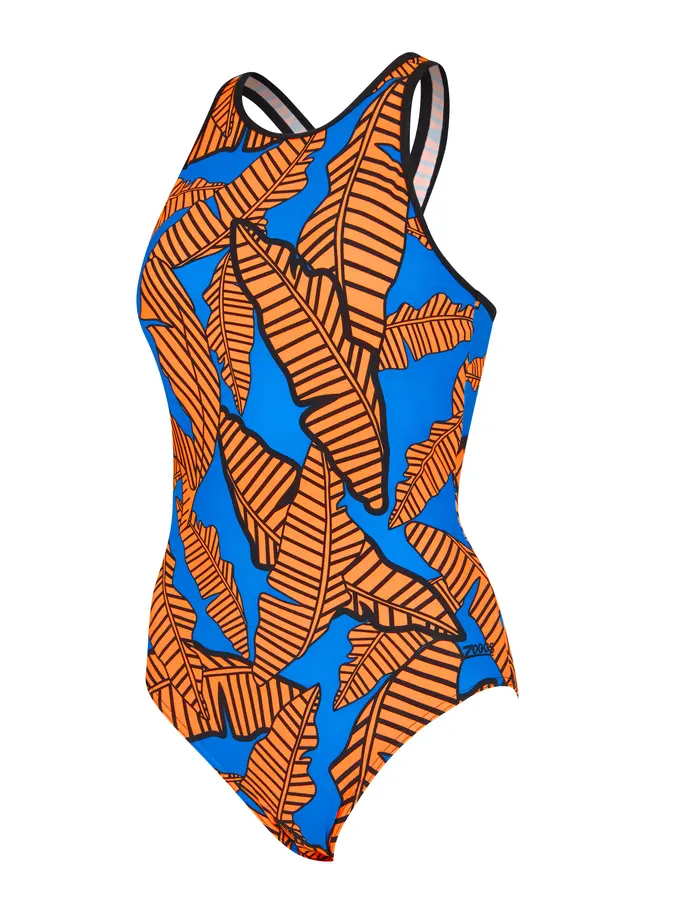 New, view full size image of Front view of Product detail - Awaken Blue Silver Lined Crossback Swimsuit AWBL