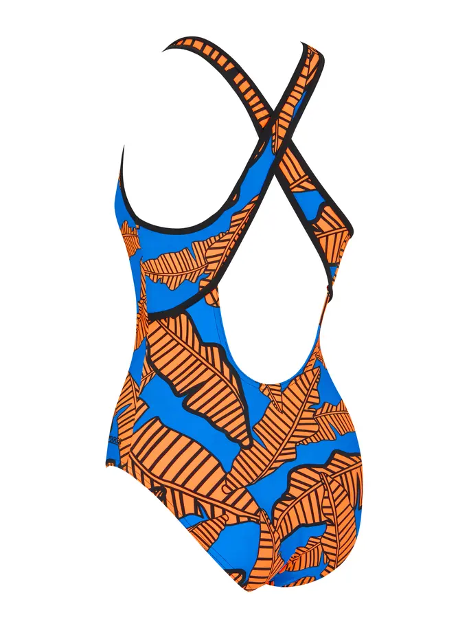 New, view full size image of Front view of Product detail - Awaken Blue Silver Lined Crossback Swimsuit AWBL
