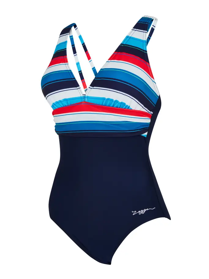 Sale,Clearance, view full size image of Front view of Product detail - Seamarine Panel Crossback One Piece Swimsuit SEMR