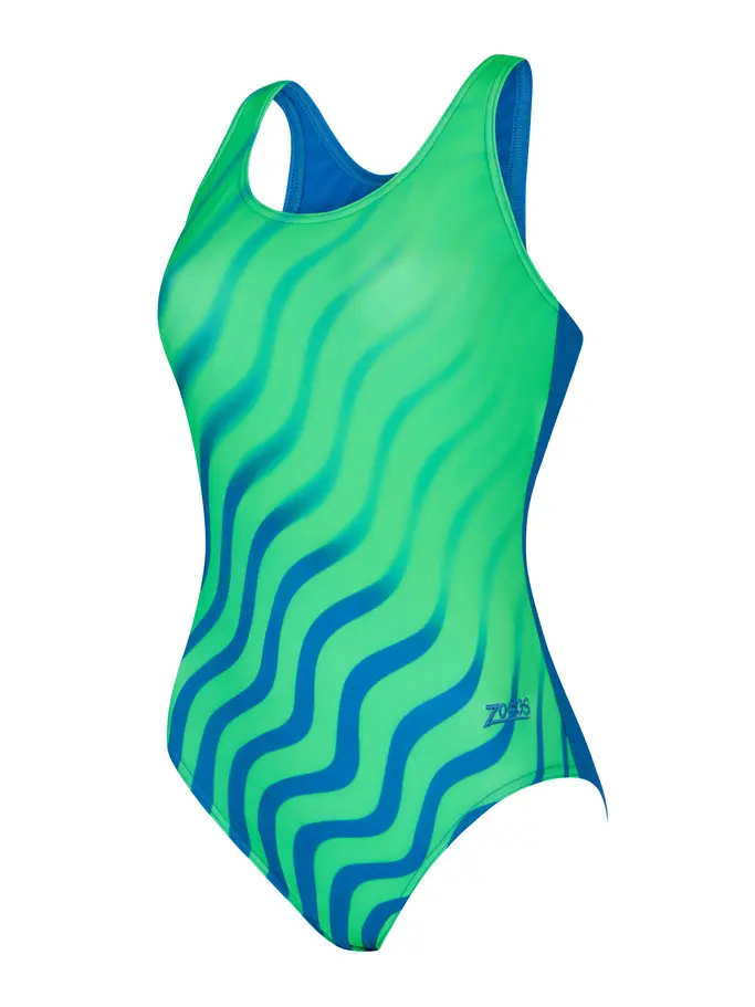 New, view full size image of Front view of Product detail - Blue Disco Sonicback Swimsuit BLDI
