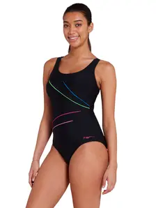 Display front view 3 of Product detail - Prism Geo Adjustable Macmasters Scoopback Swimsuit PRIS