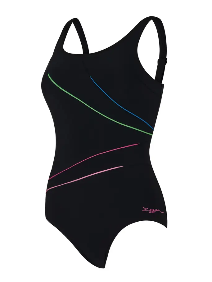 , view full size image of Front view of Product detail - Prism Geo Adjustable Macmasters Scoopback Swimsuit PRIS
