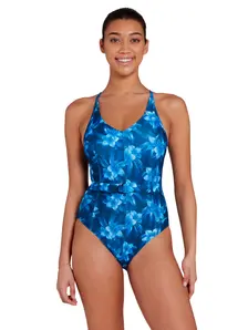 Display front view 1 of Product detail - Denim Belt Crossback Swimsuit DENI