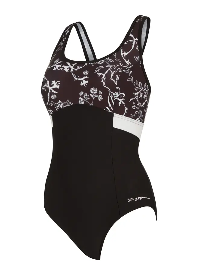 , view full size image of Front view of Product detail - Classique Dakota Printed Crossback Swimsuit CLAS