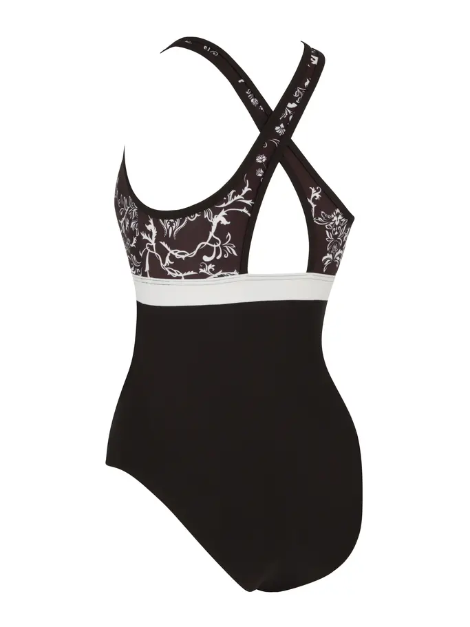, view full size image of Front view of Product detail - Classique Dakota Printed Crossback Swimsuit CLAS