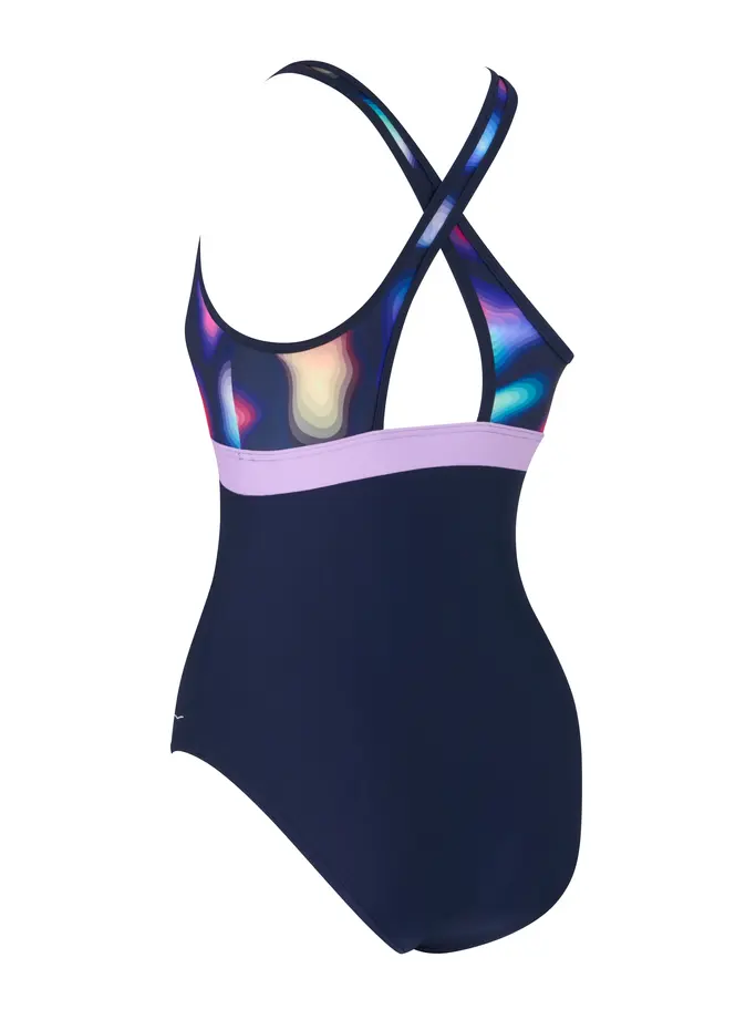 New, view full size image of Front view of Product detail - Zephyr Dakota Printed Crossback Swimsuit ZEPH