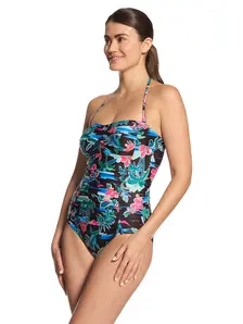 Display front view 8 of Product detail - Retro Surf Ruched Bandeau Swimsuit RETR