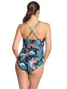 Display front view 9 of Product detail - Retro Surf Ruched Bandeau Swimsuit RETR