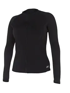 Display front view 3 of Product detail - Womens Long Sleeve Zip Sun Top black