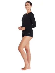 Display front view 6 of Product detail - Womens Long Sleeve Zip Sun Top black