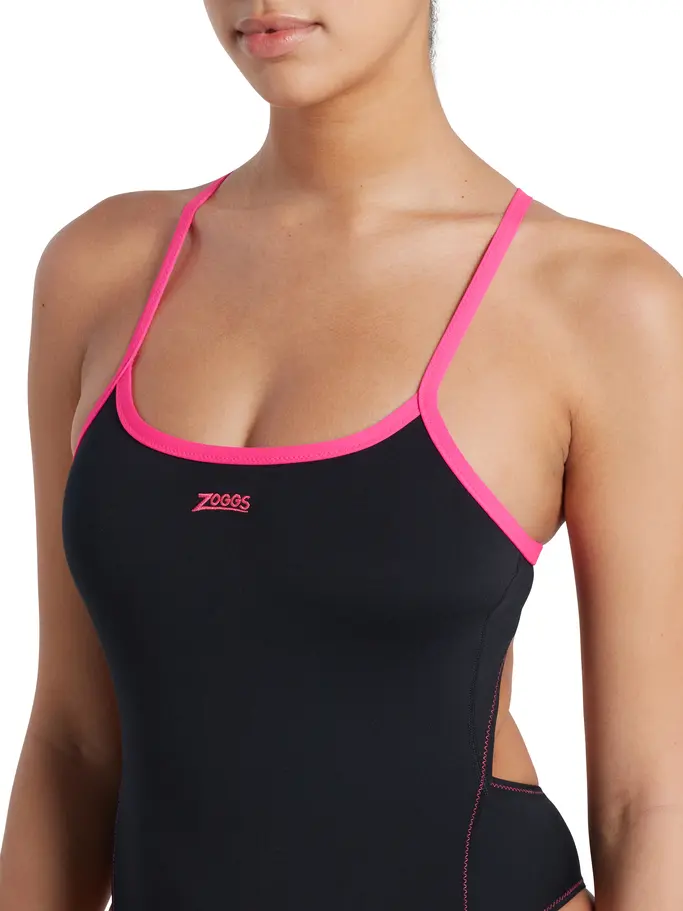 Sale, view full size image of Front view of Product detail - Blaze Skyback One Piece Swimsuit black/magenta