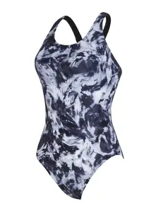 Display front view 5 of Product detail - Marble Powerback Women One Piece Swimsuit black