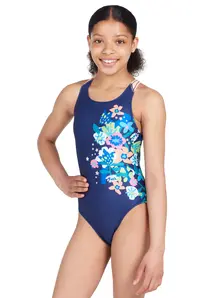 Display front view 1 of Product detail - Girls Cosmic Flower Flyback One Piece Swimsuit CSMF