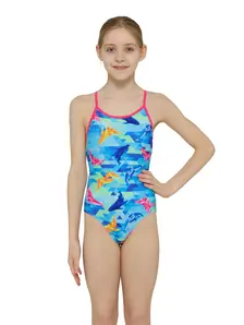 Display front view 2 of Product detail - Girls Dolphine Sprintback Swimsuit DOLF
