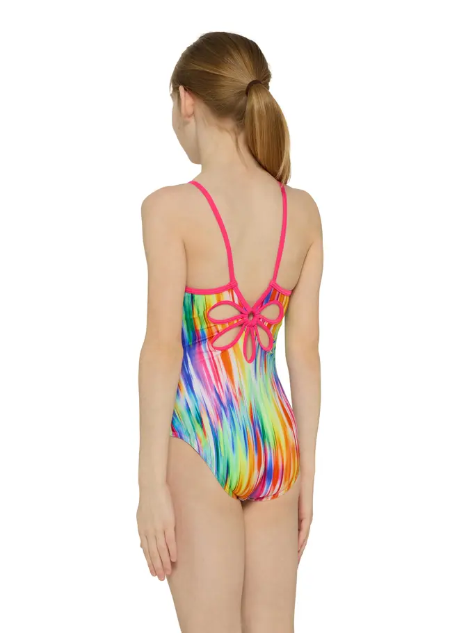 , view full size image of Front view of Product detail - Girls Moonbeam Yaroomba Floral Swimsuit MOOF
