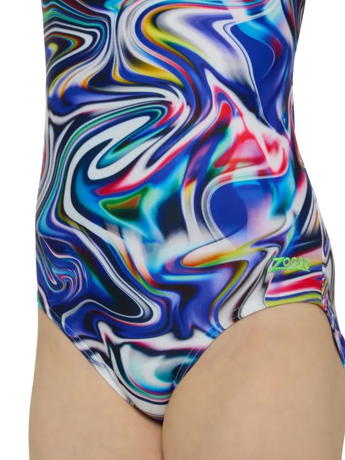 Sale,Clearance, view full size image of Front view of Product detail - Girls Crazy Wash Starback Swimsuit CRAF