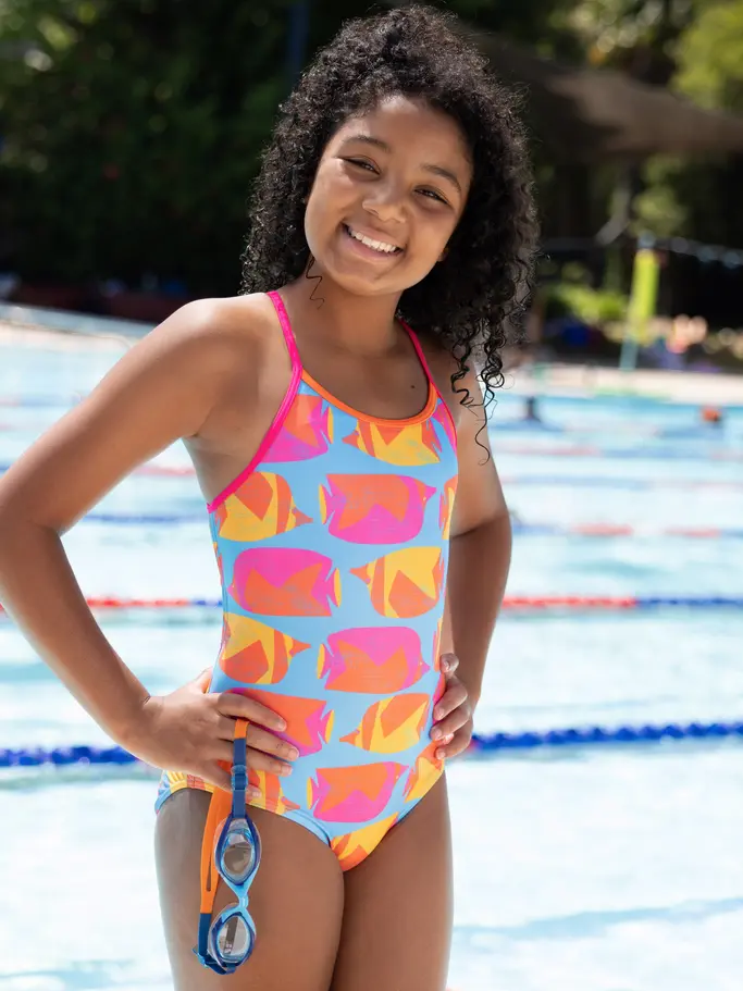 , view full size image of Front view of Product detail - Girls Fish Pond Starback Swimsuit FIPF