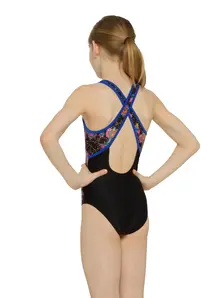 Display front view 3 of Product detail - Girls Casablanca Hi Front Crossback Swimsuit CASF