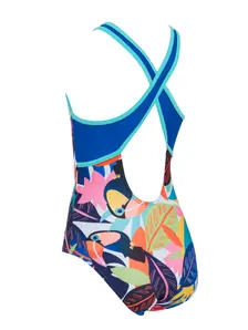 Display front view 2 of Product detail - Girls Toucan Print Hi Front Crossback Swimsuit TUCF