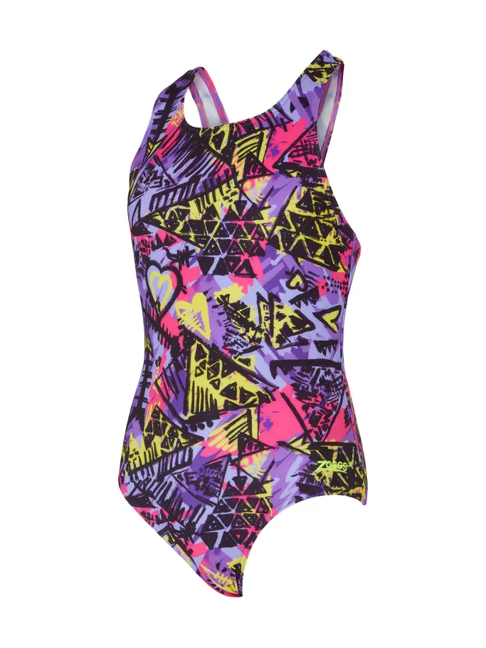 Sale,Clearance, view full size image of Front view of Product detail - Junior Girls Heartbreaker Sonic Back Swimsuit HEAF